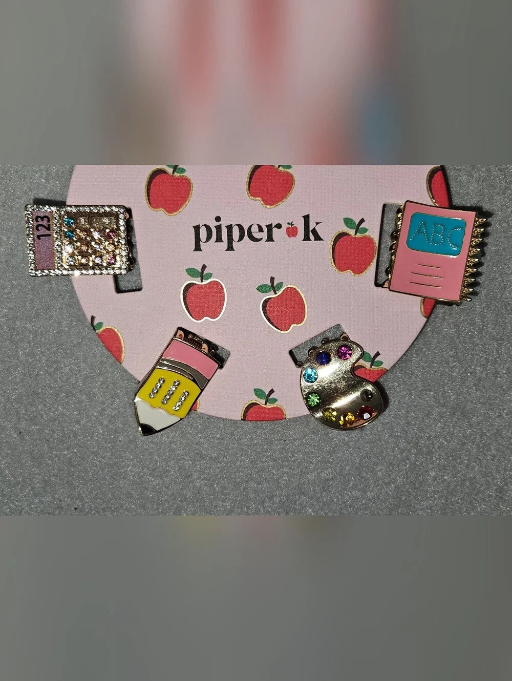 Piper K NWT School-Themed Mini Hair Clips – Viral Enamel Collection 📚🍎✏️